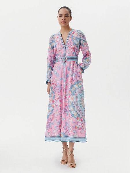 Hale Bob Sukienka letnia 4ZCA612M Różowy Regular Fit. Czerwone sukienki damskie Hale bob, na lato, m, bez wzorów, ze lnu, bez kołnierzyka, bez ramiączek. Za 1,749.00 zł.