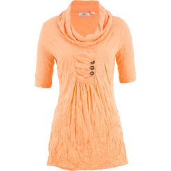 Tunika z kreszowanego materiału, rękawy 1/2 bonprix morelowy. Brązowe tuniki damskie bonprix, bez wzorów, bez ramiączek. Za 49.99 zł.