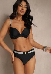 Czarne Bikini Majtki Figi i Biustonosz z Cyrkoniami Tenumela. Czarne bikini Renee, bez wzorów. Za 59.99 zł.
