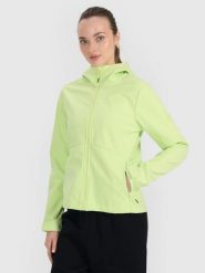 KURTKA DAMSKA 4F SOFTSHELL WIATRODPORNA ZIELONA. Zielone kurtki sportowe damskie 4F, l, bez wzorów, z softshellu, bez ramiączek, bez kaptura, do biegania. Za 299.99 zł.