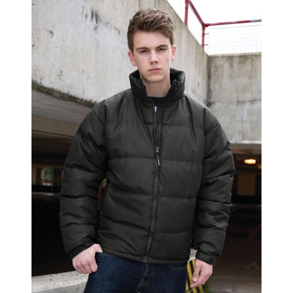 Męska Kurtka Holkham Down Feel Water Repellent. Czarne kurtki męskie RESULT, na zimę, l, bez wzorów, z materiału, bez kaptura. Za 224.99 zł.