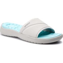 Klapki CROCS - Reviva Slide W 205474 White/Pearl. Szare klapki damskie Crocs, bez wzorów, z materiału, bez obcasa, bez zapięcia. W wyprzedaży za 149.00 zł.