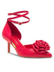 Eva Minge Szpilki ROSE-V1520-15 Czerwony. Czerwone szpilki damskie Eva Minge, bez wzorów, ze skóry, bez obcasa, na szpilce, bez zapięcia. Za 339.99 zł.