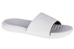 Klapki damskie Under Armour Ansa Fixed Slides. Białe klapki damskie Under Armour, bez wzorów, z materiału, bez obcasa, bez zapięcia. Za 89.99 zł.