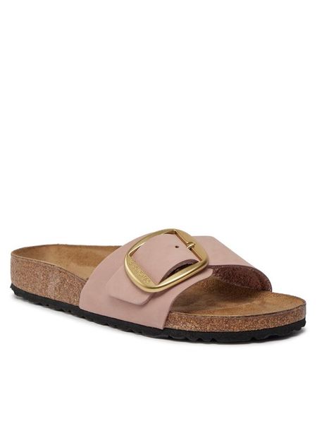 Birkenstock Klapki Madrid 1027056 Różowy. Czerwone klapki damskie Birkenstock, bez wzorów, z nubiku, bez obcasa, bez zapięcia. Za 539.99 zł.