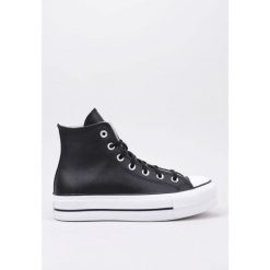 Buty na platformie Converse Chuck Taylor All Star Lift Leather High Top. Czarne obuwie sportowe damskie Converse, bez wzorów, ze skóry, bez zapięcia. Za 407.99 zł.