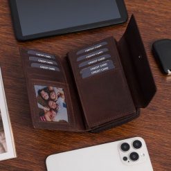 Portfel Damski Skórzany Poziomy Vintage Plecionka ciemny brąz Beltimore Q62. Brązowe portfele damskie . Za 89.90 zł.