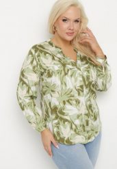 Zielona Wiskozowa Koszula w Abstrakcyjny Wzór z Regulowanymi Rękawami Iladirae. Zielone koszule damskie Born2be, xl, bez wzorów, z jeansu, eleganckie, bez kołnierzyka, bez ramiączek. Za 29.99 zł.