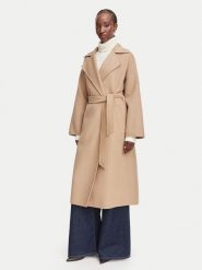 Weekend Max Mara Płaszcz wełniany Operoso 2625016011 Brązowy jasny Regular Fit. Brązowe płaszcze damskie Weekend Max Mara, na zimę, bez wzorów, z wełny, bez kołnierzyka, bez kaptura. Za 2,879.00 zł.