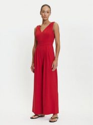 Tatuum Kombinezon Fang T2504.075 Czerwony Wide Leg. Czerwone sukienki damskie Tatuum, bez wzorów, z syntetyku, bez kołnierzyka, bez ramiączek. Za 329.99 zł.