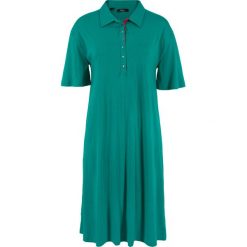 Sukienka shirtowa z kołnierzykiem polo bonprix dymny szmaragdowy. Niebieskie sukienki damskie bonprix, bez wzorów, bez kołnierzyka, bez ramiączek. Za 27.99 zł.