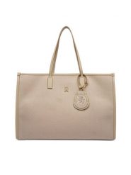 Tommy Hilfiger Torebka Th City Large Tote Melton AW0AW18215 Beżowy. Brązowe shopperki damskie Tommy Hilfiger, bez wzorów, z materiału, bez dodatków. Za 559.99 zł.