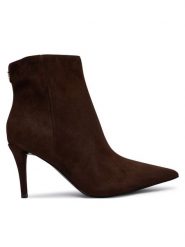Guess Botki FLFCLZ SUE10 Brązowy. Brązowe botki damskie Guess, z aplikacjami, bez obcasa, na szpilce, bez zapięcia. Za 674.99 zł.