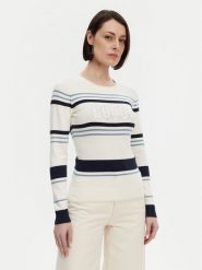 Guess Sweter W5GR18 Z2NQ2 Écru Slim Fit. Swetry nierozpinane damskie Guess, xs, z aplikacjami, z wiskozy, bez kołnierzyka, bez ramiączek. Za 189.99 zł.