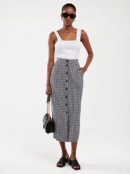 Spódnica damska midi w drobną kratę z guzikami biało-czarna Polli 906. Czarne spódnice damskie BIG STAR, na co dzień, l, bez wzorów, z bawełny, eleganckie, midi, dopasowane. W wyprzedaży za 119.99 zł.