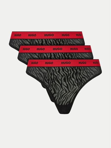 HUGO Komplet stringów 50523829 Czarny. Czarne majtki damskie Hugo, z syntetyku. Za 119.99 zł.