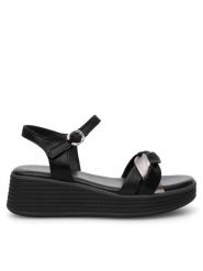 Lasocki Sandały WB-DANA-02 Czarny. Czarne sandały damskie Lasocki, bez wzorów, ze skóry, bez obcasa, na koturnie, bez zapięcia. Za 169.99 zł.