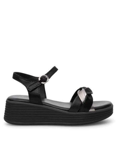 Lasocki Sandały WB-DANA-02 Czarny. Czarne sandały damskie Lasocki, bez wzorów, ze skóry, bez obcasa, na koturnie, bez zapięcia. Za 169.99 zł.