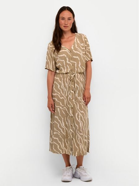 Kaffe Sukienka koszulowa Tara 10507379 Beżowy Regular Fit. Brązowe sukienki damskie Kaffe, bez wzorów, z wiskozy, bez kołnierzyka, bez ramiączek, koszulowe. Za 209.99 zł.