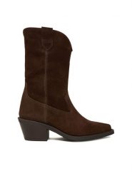 Badura Kowbojki EO-CAMILA-5031 Brązowy. Brązowe botki damskie Badura, bez wzorów, ze skóry, bez obcasa, na słupku, bez zapięcia. Za 429.99 zł.