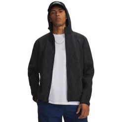 Kurtka UA Unstoppable Fleece z pełnym zamkiem Czarna. Czarne kurtki męskie Under Armour, l, bez wzorów, z materiału, z kapturem. Za 653.99 zł.