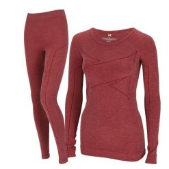 Zestaw odzieży termoaktywnej Damski Wełna Merino - Koszulka + Legginsy -Czerwony. Czerwona legginsy damskie Xtreme, bez wzorów, z materiału. Za 351.32 zł.
