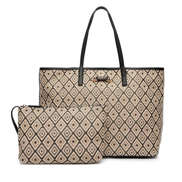 Torebka Guess. Brązowe shopperki damskie Guess, z aplikacjami, bez dodatków. Za 428.99 zł.