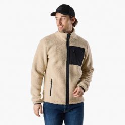 Bluza polarowa rozpinana Turystyka Męska Swedemount Lofoten Pile Jacket. Brązowe bluzy sportowe męskie SWEDEMOUNT, na zimę, m, bez wzorów, z polaru, bez kaptura, narciarskie. Za 399.99 zł.
