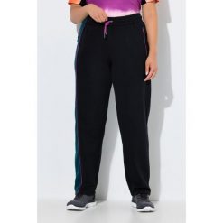 Damskie Spodnie dresowe bloki kolorów kieszenie zapinane na zamek elastyczny pas. Czarne spodnie dresowe damskie Ulla Popken, bez wzorów, z bawełny, sportowe, na jogę i pilates. Za 239.99 zł.