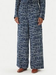 Tommy Hilfiger Spodnie materiałowe WW0WW48970 Granatowy Wide Leg. Niebieskie spodnie materiałowe damskie Tommy Hilfiger, bez wzorów, ze lnu. Za 489.99 zł.