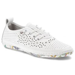 Półbuty damskie Artiker, cholewka ze skóry naturalnej licowej z ażurową perforacją na wiązanie, białe, 58C0378. Białe półbuty damskie Artiker, w ażurowe wzory, ze skóry, bez obcasa, bez zapięcia. Za 199.00 zł.