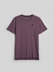 4F Koszulka trenignowa regular szybkoschnąca męska - fioletowa S. Fioletowe t-shirty męskie 4F, m, bez wzorów, bez kołnierzyka, bez ramiączek. Za 129.99 zł.