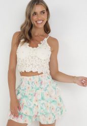 Zielona Spódnica Mini z Falbankami w Kwiatki Quartilla. Zielone spódnice damskie Born2be, m, bez wzorów, mini. Za 29.99 zł.