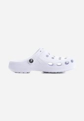 Białe Klapki Glassy. Białe klapki męskie Born2be, bez wzorów, z gumy, z okrągłym noskiem, bez zapięcia. Za 39.99 zł.
