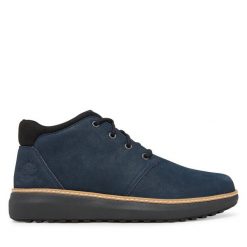 Trzewiki Timberland. Niebieskie botki męskie Timberland, bez wzorów, bez obcasa, bez zapięcia. Za 609.99 zł.