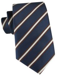Granatowy Krawat w Biały Prążek - Alties. Niebieskie krawaty i muchy Alties, bez wzorów, z tkaniny, eleganckie. Za 55.00 zł.