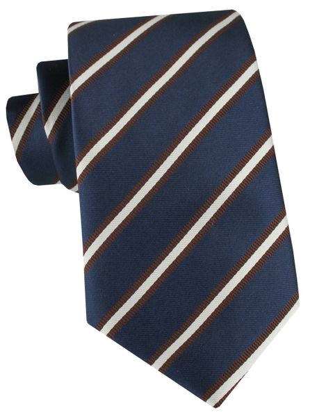 Granatowy Krawat w Biały Prążek - Alties. Niebieskie krawaty i muchy Alties, bez wzorów, z tkaniny, eleganckie. Za 55.00 zł.
