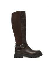 JENNY Kozaki CEO-WS6211-10 Brązowy. Brązowe kozaki damskie Jenny, bez wzorów, z materiału, bez obcasa, na płaskiej podeszwie, bez zapięcia. Za 219.99 zł.