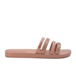 Klapki damskie Ipanema 83707 CHIC SLIDE FEM. Brązowe klapki damskie Ipanema, na lato, bez wzorów, z materiału, eleganckie, bez obcasa, bez zapięcia. Za 69.00 zł.