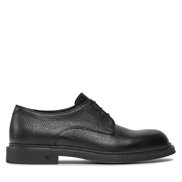 Półbuty Emporio Armani. Czarne buty wizytowe męskie Emporio Armani, bez wzorów, bez obcasa, bez zapięcia. Za 1,849.00 zł.