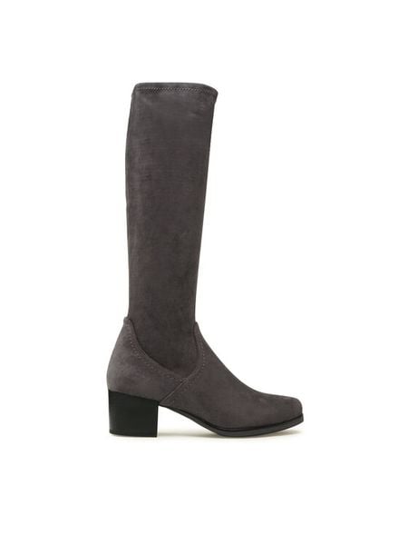 Caprice Kozaki 9-25506-41 Szary. Szare kozaki damskie Caprice, bez wzorów, z materiału, bez obcasa, na słupku, bez zapięcia. Za 375.99 zł.