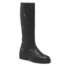 Oficerki Rage Age. Czarne kozaki damskie Rage Age, bez wzorów, bez obcasa, na płaskiej podeszwie, bez zapięcia. Za 739.99 zł.