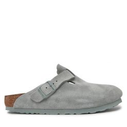 Klapki Birkenstock. Zielone klapki damskie Birkenstock, bez wzorów, bez obcasa, bez zapięcia. Za 679.99 zł.
