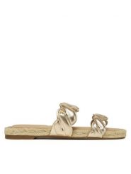 Tommy Hilfiger Klapki Metallic Rope Espadrille Mule FW0FW08670 Złoty. Żółte klapki damskie Tommy Hilfiger, bez wzorów, ze skóry, bez obcasa, bez zapięcia. Za 251.99 zł.
