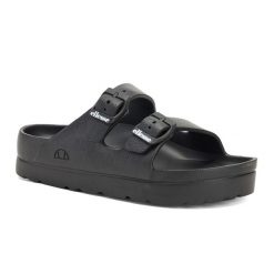 Klapki damskie Ellesse Beverly. Czarne klapki damskie Ellesse, bez wzorów, bez obcasa, bez zapięcia. Za 69.99 zł.
