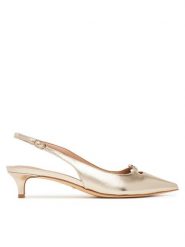 Guess Czółenka FLTJES LEM05 Złoty. Żółte czółenka damskie Guess, z aplikacjami, ze skóry, bez obcasa, bez zapięcia. Za 399.99 zł.