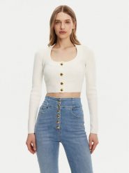 Elisabetta Franchi Kardigan MK53S51E2 Écru Regular Fit. Kardigany damskie Elisabetta Franchi, s, bez wzorów, z wiskozy, bez kołnierzyka. Za 669.99 zł.