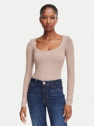 Guess Body W6YP21 K4356 Beżowy Slim Fit. Brązowe body Guess, z aplikacjami, z wiskozy. Za 214.99 zł.