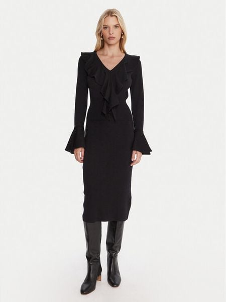 Luisa Spagnoli Sukienka dzianinowa Malimba 100110 Czarny Slim Fit. Czarne sukienki damskie Luisa Spagnoli, l, bez wzorów, z dzianiny, bez kołnierzyka, bez ramiączek. Za 2,149.00 zł.