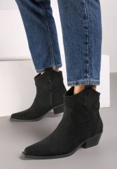 Czarne Botki Kowbojki na Obcasie na Suwak Evitha. Czarne botki damskie Born2be, bez wzorów, z jeansu, eleganckie, bez obcasa, na obcasie, bez zapięcia. Za 139.99 zł.